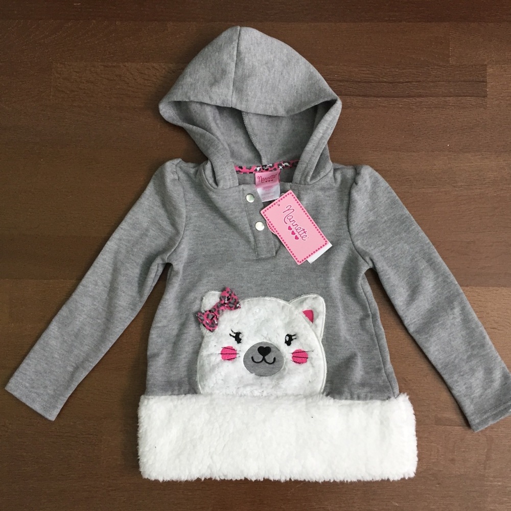 Fuzzy cat hoodie sweatshirt size 4